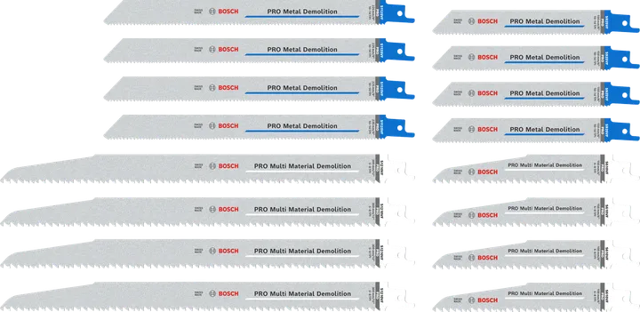 Juego de hojas de demolición Bosch PRO Tough Box, 16 piezas.